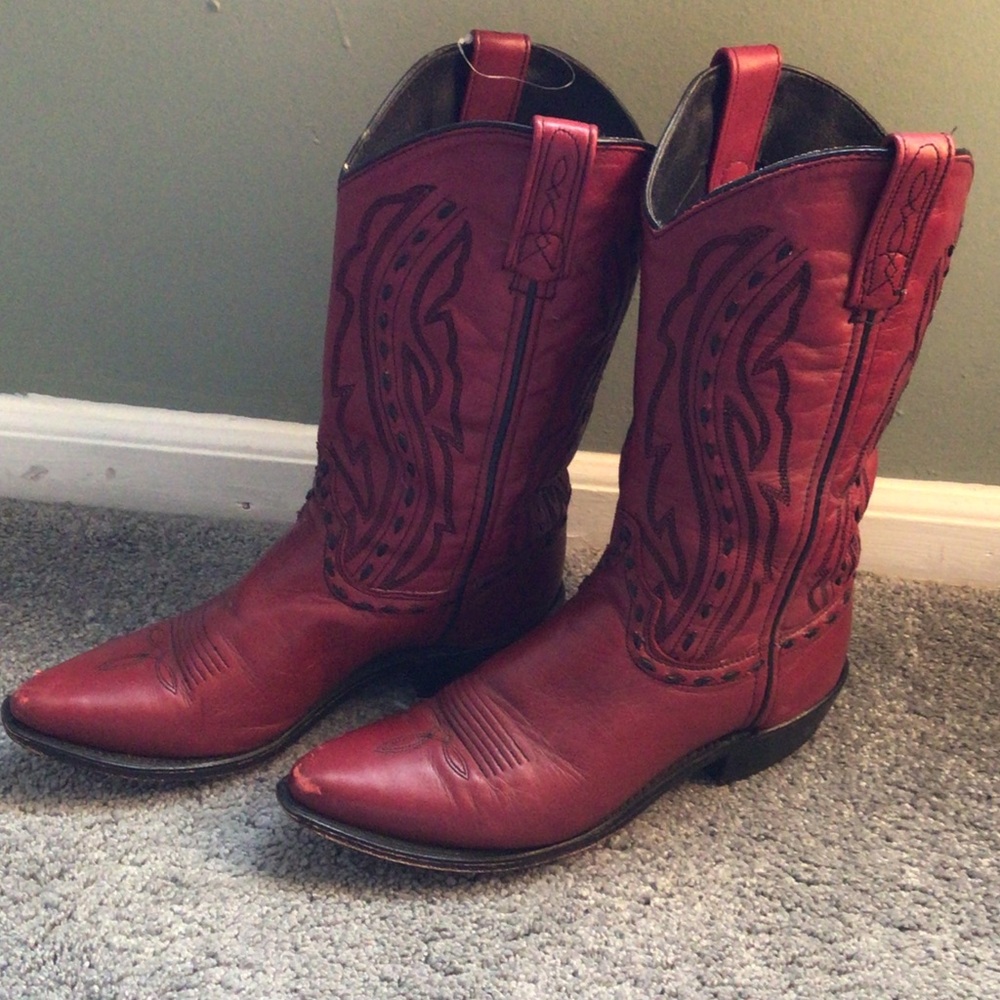 Elegant Red Heeled Cowboy Boots